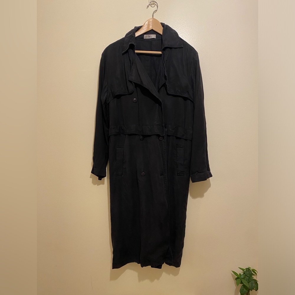 FRONT ROW SHOP Women's Black Two Way Trench Coat.